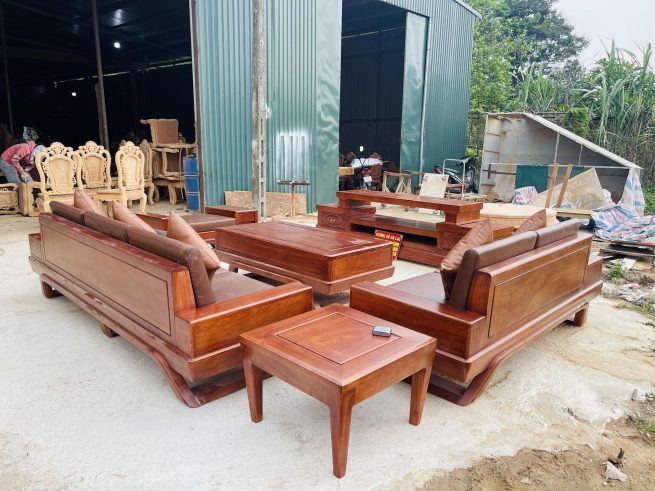 Bộ sofa chân hươu 5 món gỗ hương đá