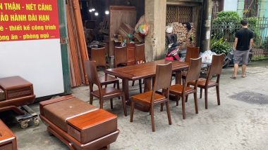 Bộ bàn ăn gỗ sồi hiện đại