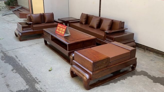 sofa gỗ sồi Nga kèm đệm Hàn quốc hiện đại