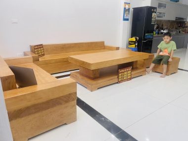 bộ sofa gỗ gõ nguyên khối vip