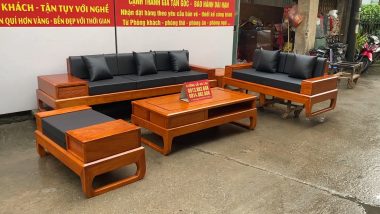 sofa chân choãi gỗ hương đá cao cấp