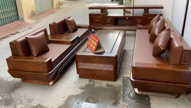 bộ đôi sofa và kệ tivi hiện đại