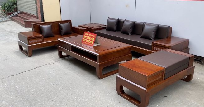 mẫu sofa chân choãi gỗ hương đá