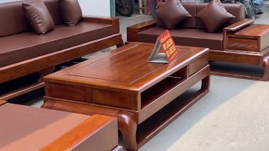 mẫu bàn trà chân đùi gà chữ nhật