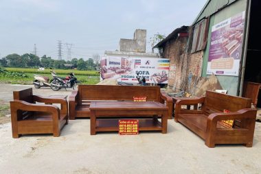 sofa gỗ gõ đỏ phong cách hiện đại