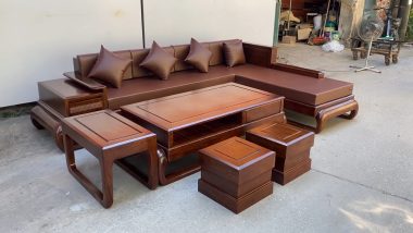 sofa gỗ hương phong cách hiện đại