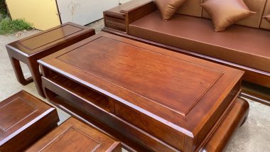 bàn trà chữ nhật gỗ hương đá