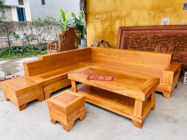 sofa góc chữ L gõ gõ đỏ cao cấp