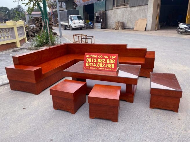 Sofa góc chữ L hiện đại hàng đóng hộp gỗ hương Nam Phi