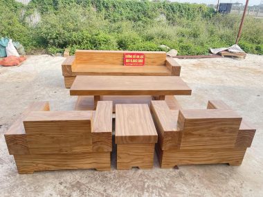 bộ sofa 5 món gỗ gõ