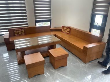 mẫu sofa nguyên khối gỗ gõ đỏ phong cách hiện đại