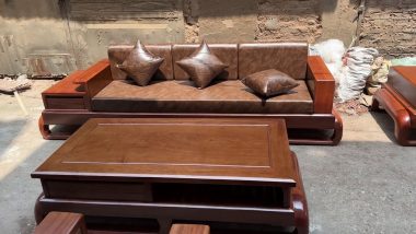 mẫu sofa hiện đại gỗ hương đá kèm đệm