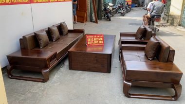Bộ sofa 4 món gỗ óc chó