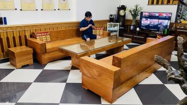 mẫu sofa nguyên khối gỗ gõ đỏ
