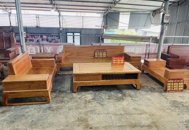 sofa chân hươu gỗ hương đá hiện đại