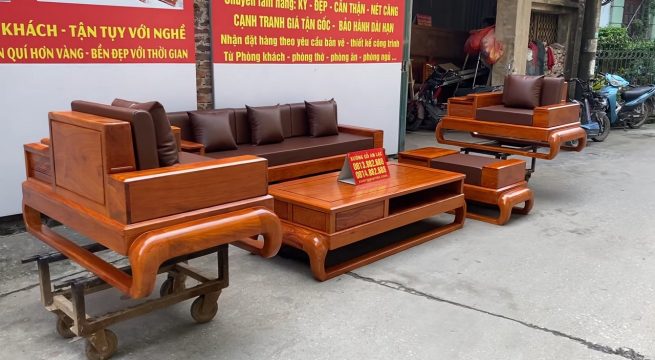 sofa đùi gà hiện đại chất liệu gỗ hương đá