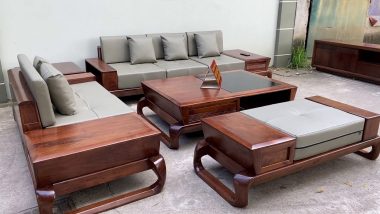 bộ sofa gỗ óc chó hiện đại