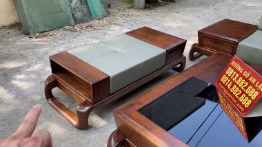 đôn ngồi gỗ óc chó kèm đệm