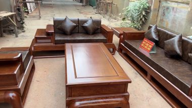 mẫu bàn trà chữ nhật chân đùi gà