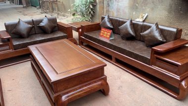 ghế đôi gỗ gõ đỏ tay lệch