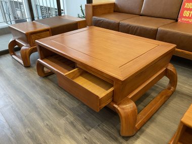 bàn trà bô sofa chân xoắn gỗ gõ đỏ