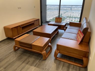 bộ sofa chân xoắn gỗ gõ đỏ cao cấp