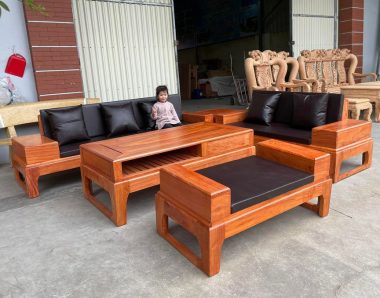 sofa gỗ 5 món hiện đại