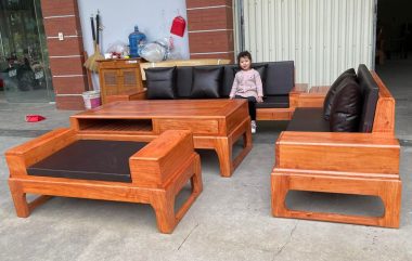 sofa gỗ hương đá hiện đại