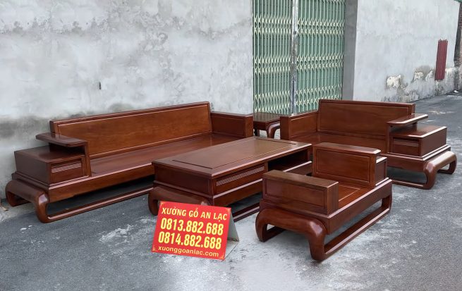 Sofa góc hiện đại 5 món gỗ hương đá (anh Triệu - Hải Dương)